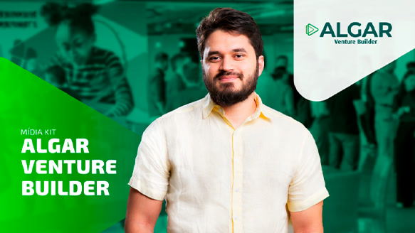 Capa do mídia kit da Algar Venture Builder em verde