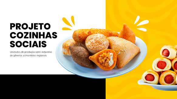 Capa do Projeto Cozinhas Sociais com salgados em um prato